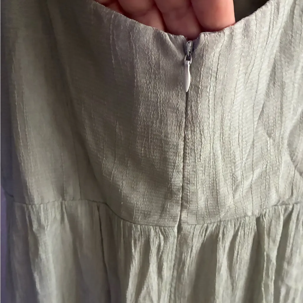 Mika & Gala Gathered Bodice Puff Sleeve
Flounce Hem Mini Dress Sage 10 - Image 9