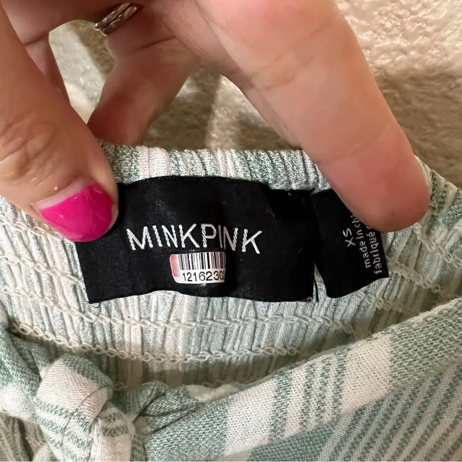 Minkpink Green White Low Tied Tie Front Striped Wide Leg Cropped Jumpsuit XS - Image 8