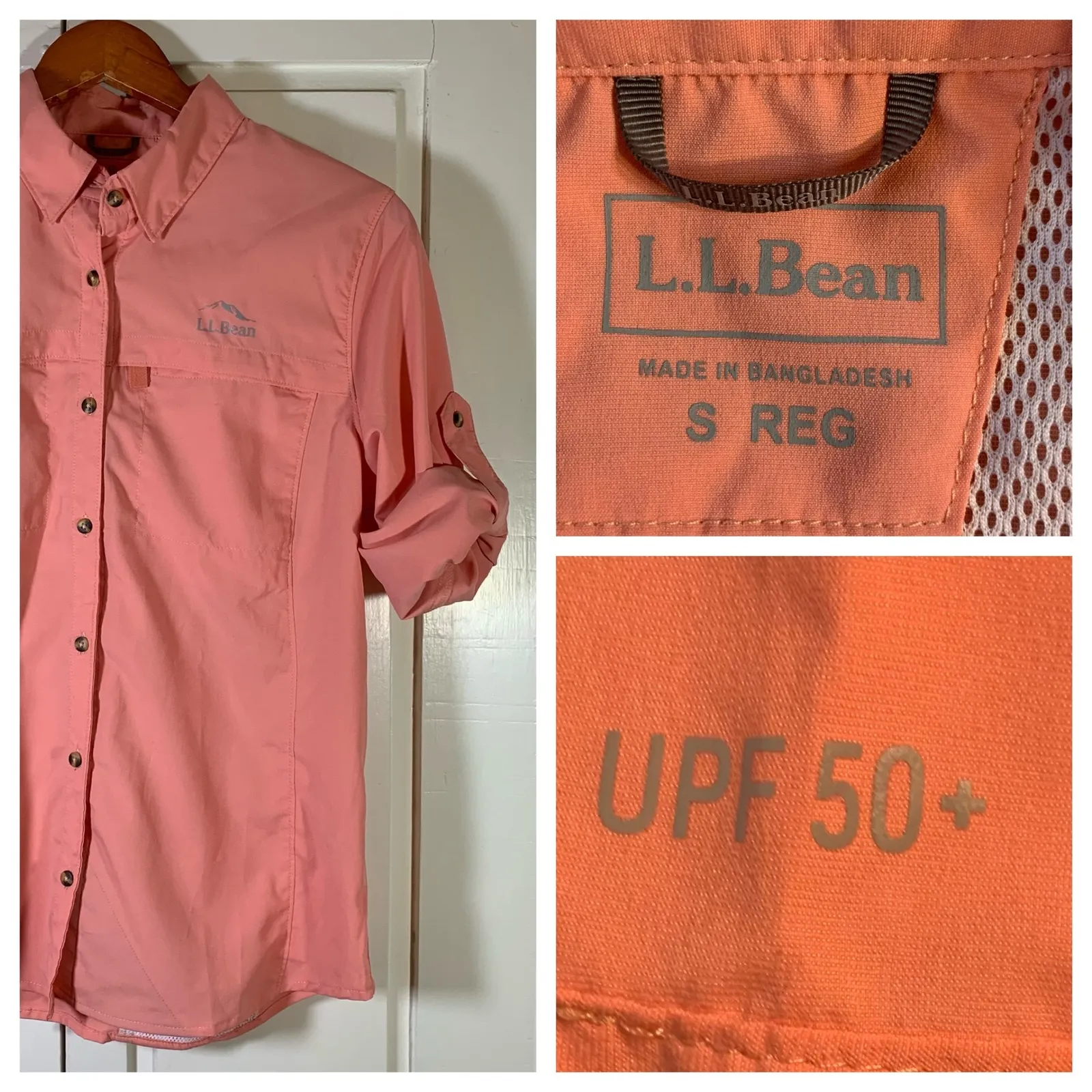 L.L. Bean Women's Coral UPF 50 Plus Sun Protection Long Sleeve Shirt Small Orange - Image 16