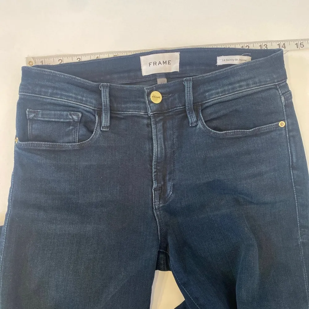 FRAME Le Skinny de Jeanne Faded Black/ Dark Blue Skinny Denim Jeans EUC Sz 27 - Image 10