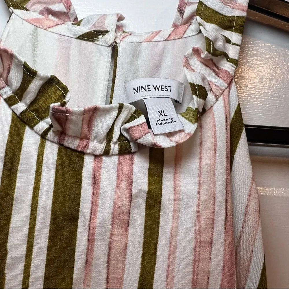 #97 NINE WEST GATHERED WAIST STRIPED HALTER MAXI DRESS SIZE XL - Image 5