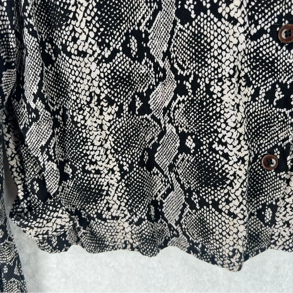 Zara Snake Print Button Front Boxy‎ Long Sleeve Button Up Top - Image 5