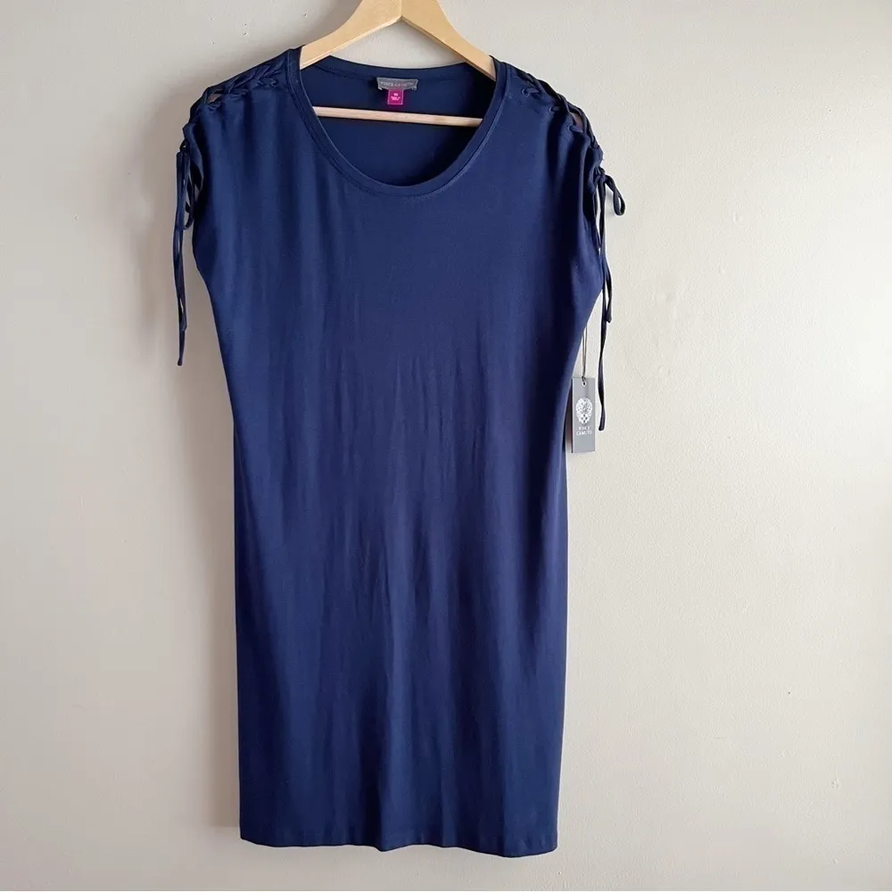 NWT Vince Camuto • Zen Bloom Navy T-Shirt Shift‎ Dress in Black Iris, Size XS - Image 2