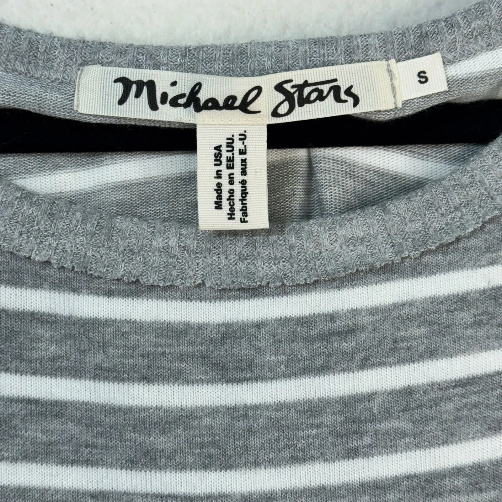 Michael Stars Slouchy Batwing Sweater Blouse Gray White Striped Top Size Small - Image 6