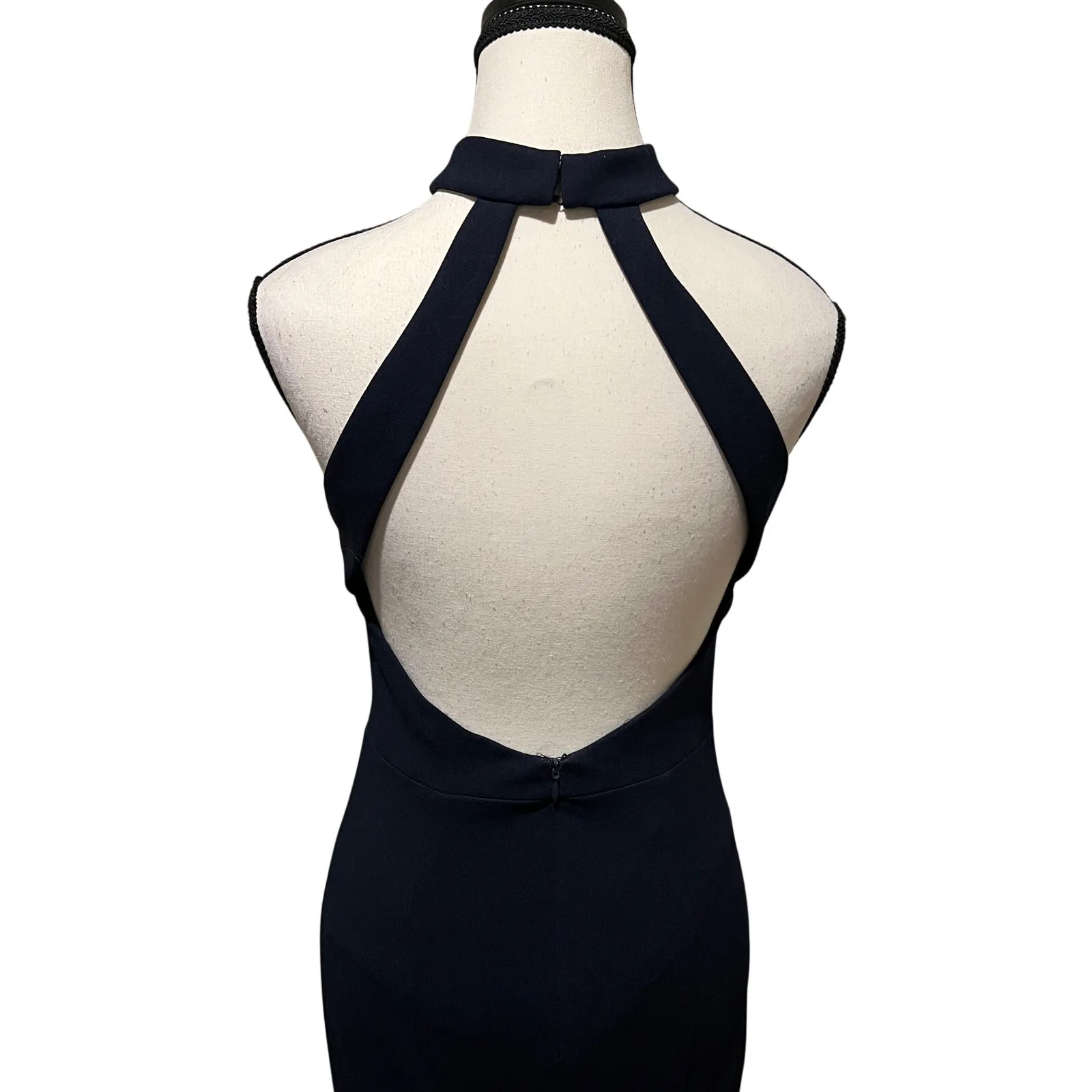 BHLDN Lennox High Neck Side Slit Stretch Crepe Maxi Dress Navy Blue Size 2 - Image 6