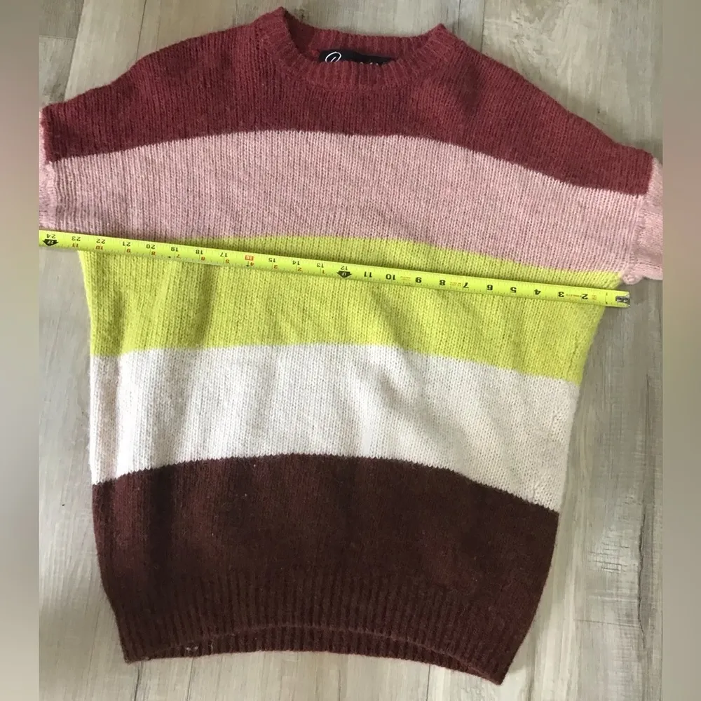 Parrish LA Women's Colorblock Sweater Small Longsleeve Pullover Burgundy Yellow Red - Image 4