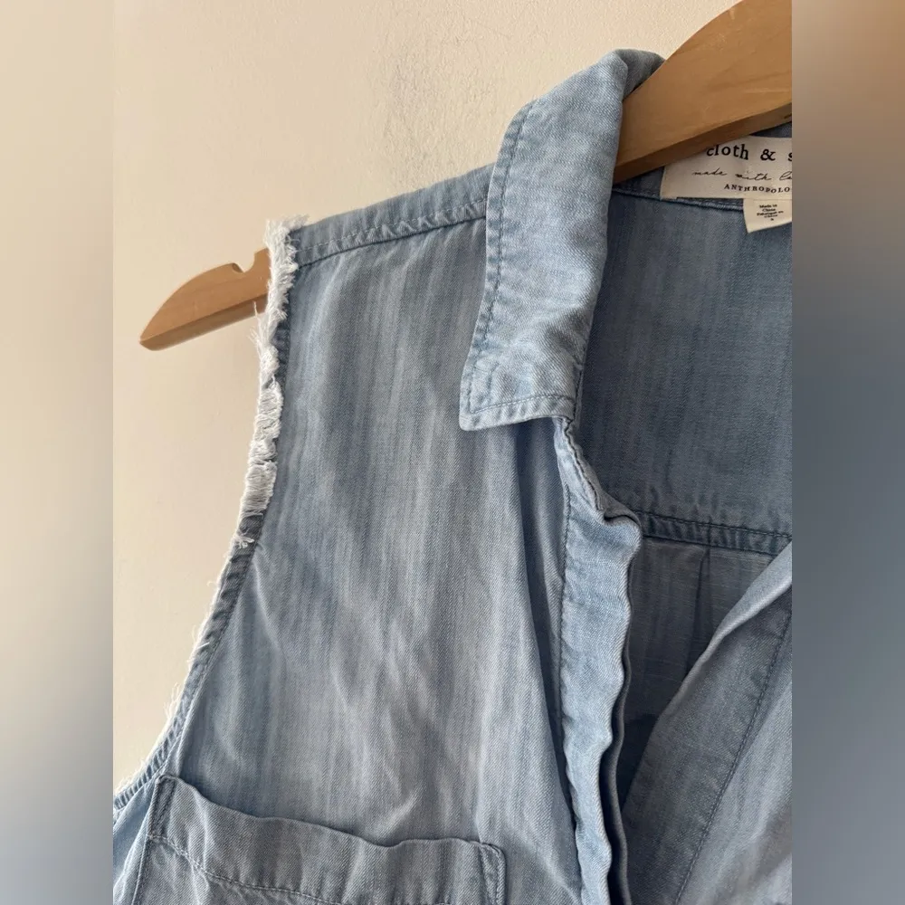 Anthropologie Cloth & Stone Tie-Front Chambray Button Down Top - Image 3