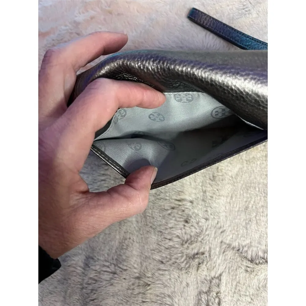 Tory Burch Women's Silver Braided Leather Wristlet Wallet - Image 11