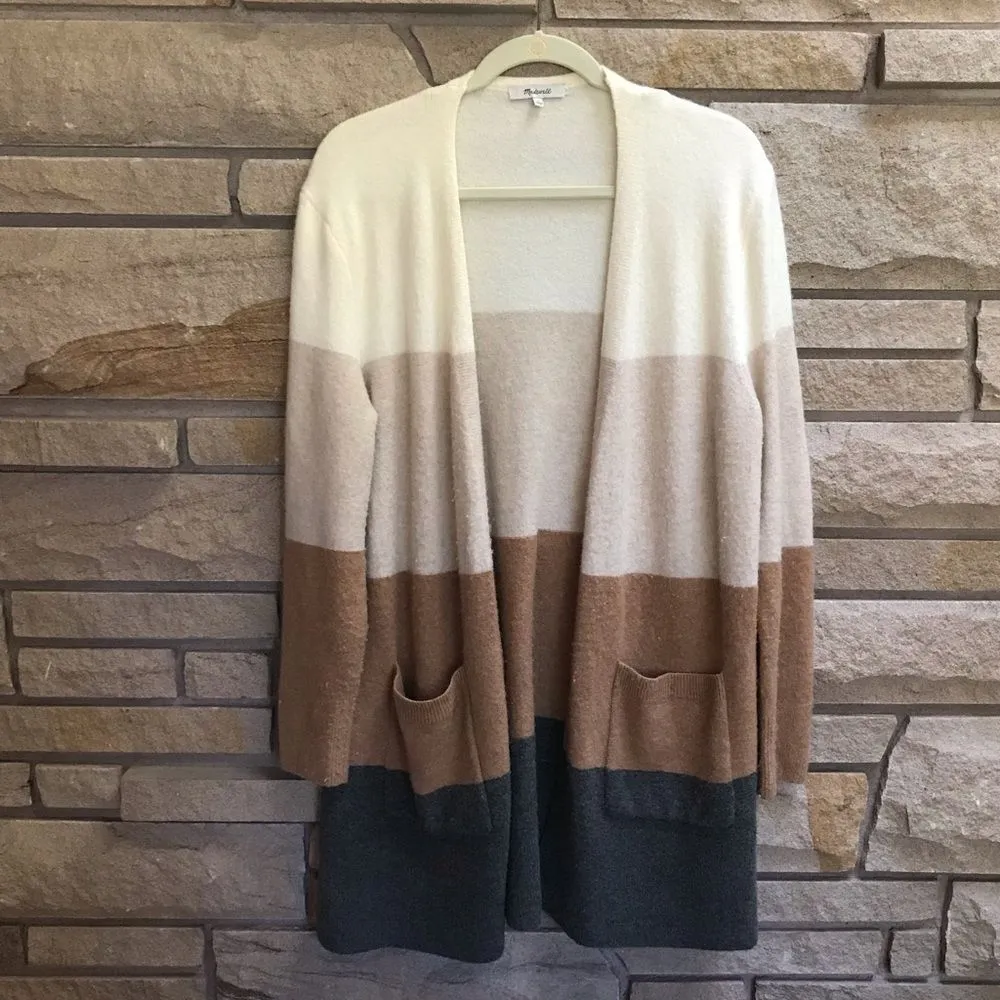 Madewell KENT COLORBLOCK CARDIGAN IN ANTIQUE CREAM Tan Medium Alpaca Wool - Image 2