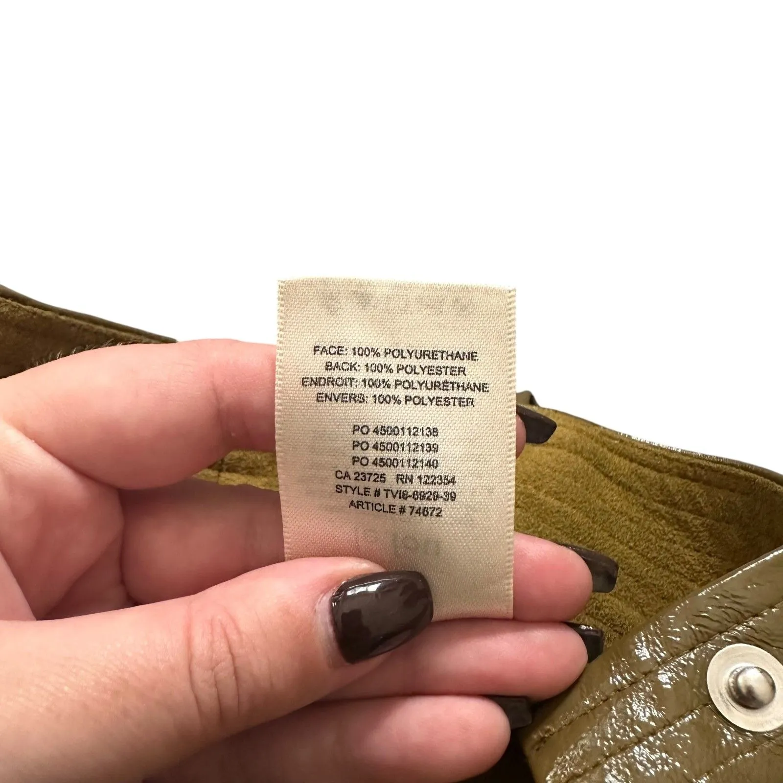 ARITZIA Wilfred Le‎ Fou Cropped Faux Leather Pants Olive Sz 00 - Image 6