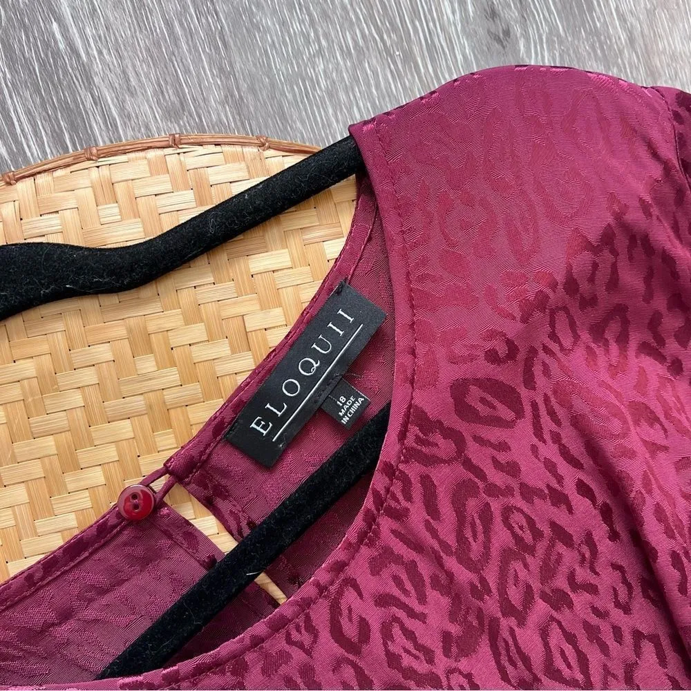 Nwt eloquii maroon leopard tie‎ front dress midi length - Image 3