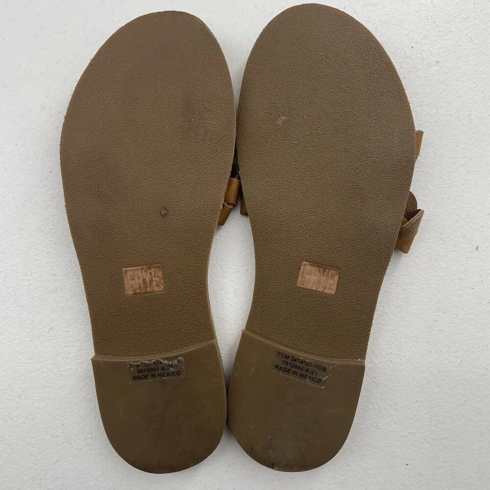 Frye Women's 7.5 Azalea Braided Slide Sandals Brown Leather Flats Open Toe - Image 14