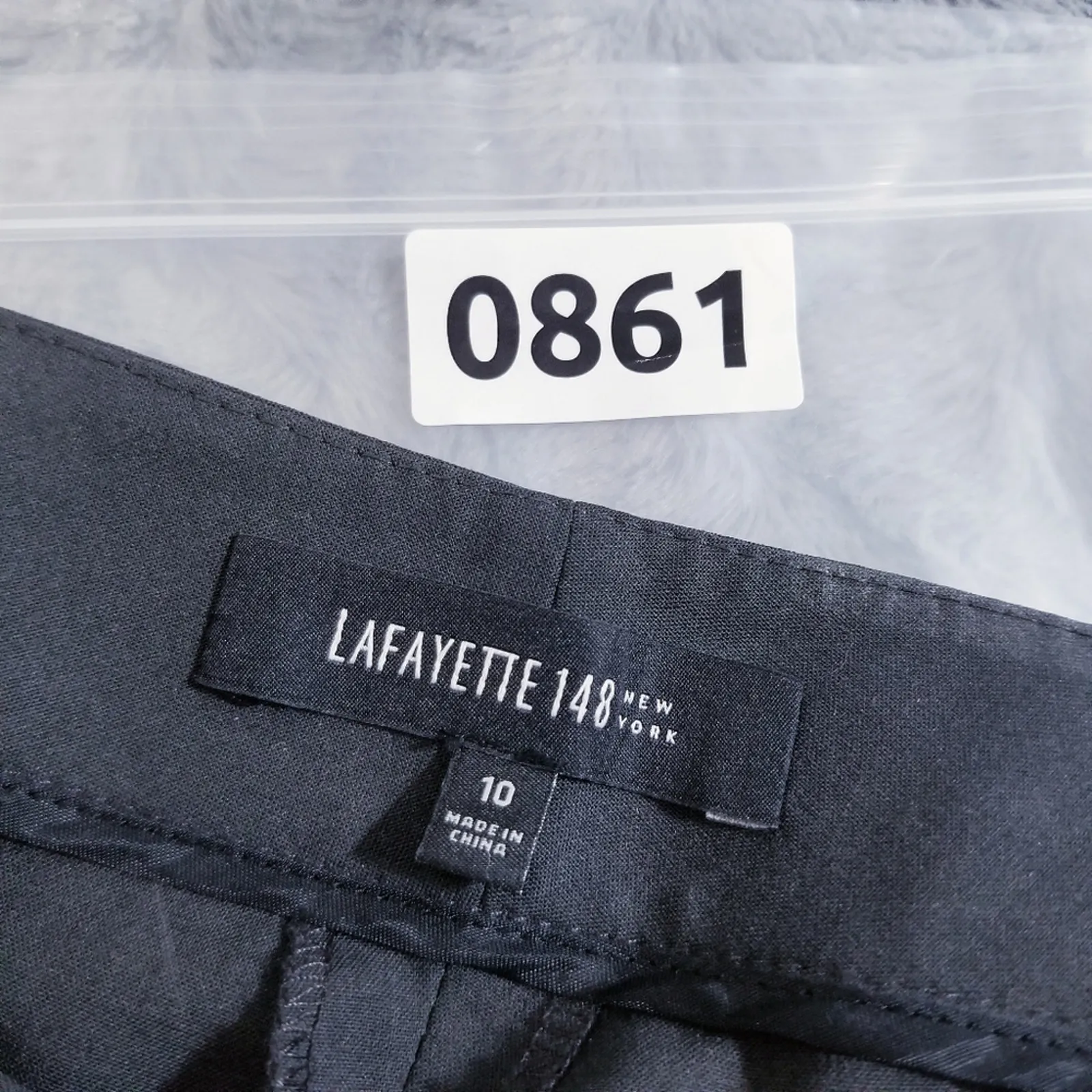 Lafayette 148 New York Menswear Virgin Wool Trouser High Rise Straight Leg Pants Gray Size 10 - Image 3