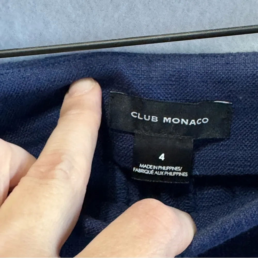 Club Monaco Cigarette Cropped Ankle Pants Navy Blue Women's Sz 4 Side Zip Pocket - Image 3