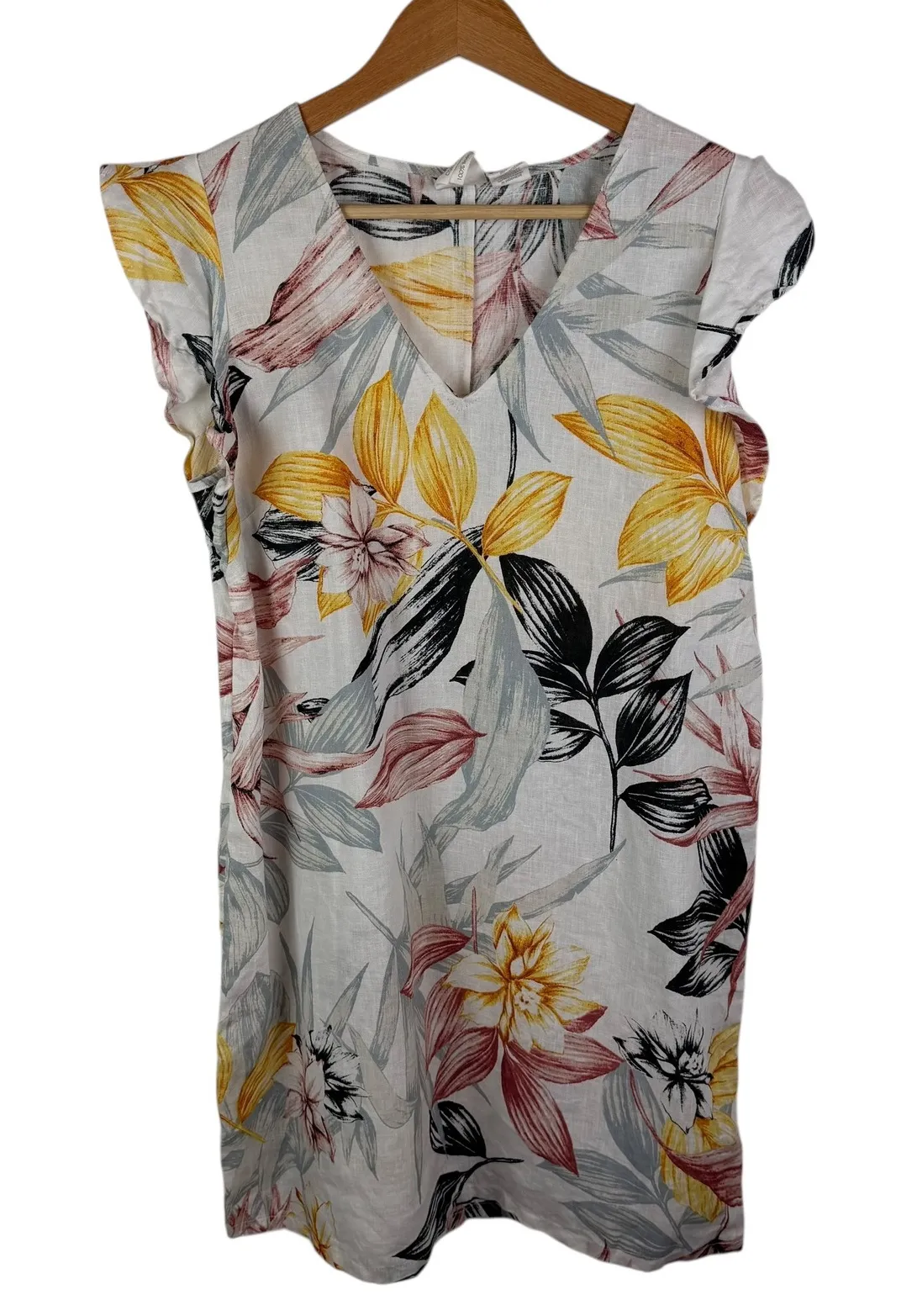 C&C California Linen Floral Shift Dress Medium Resort Vacation Coastal Summer - Image 1