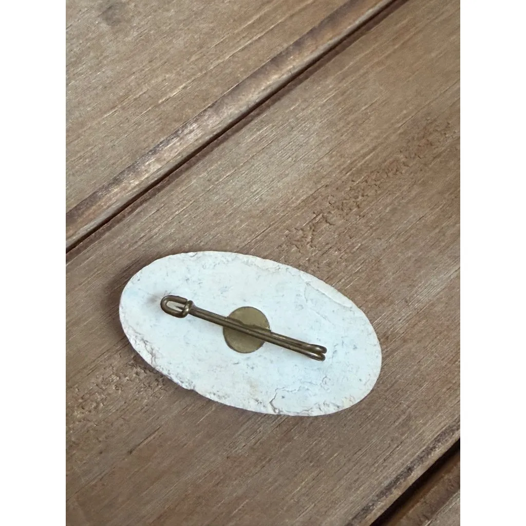 Vintage Blue Ceramic Pin With Windmill Scene Oval Shaped Brooch In Case - Image 5