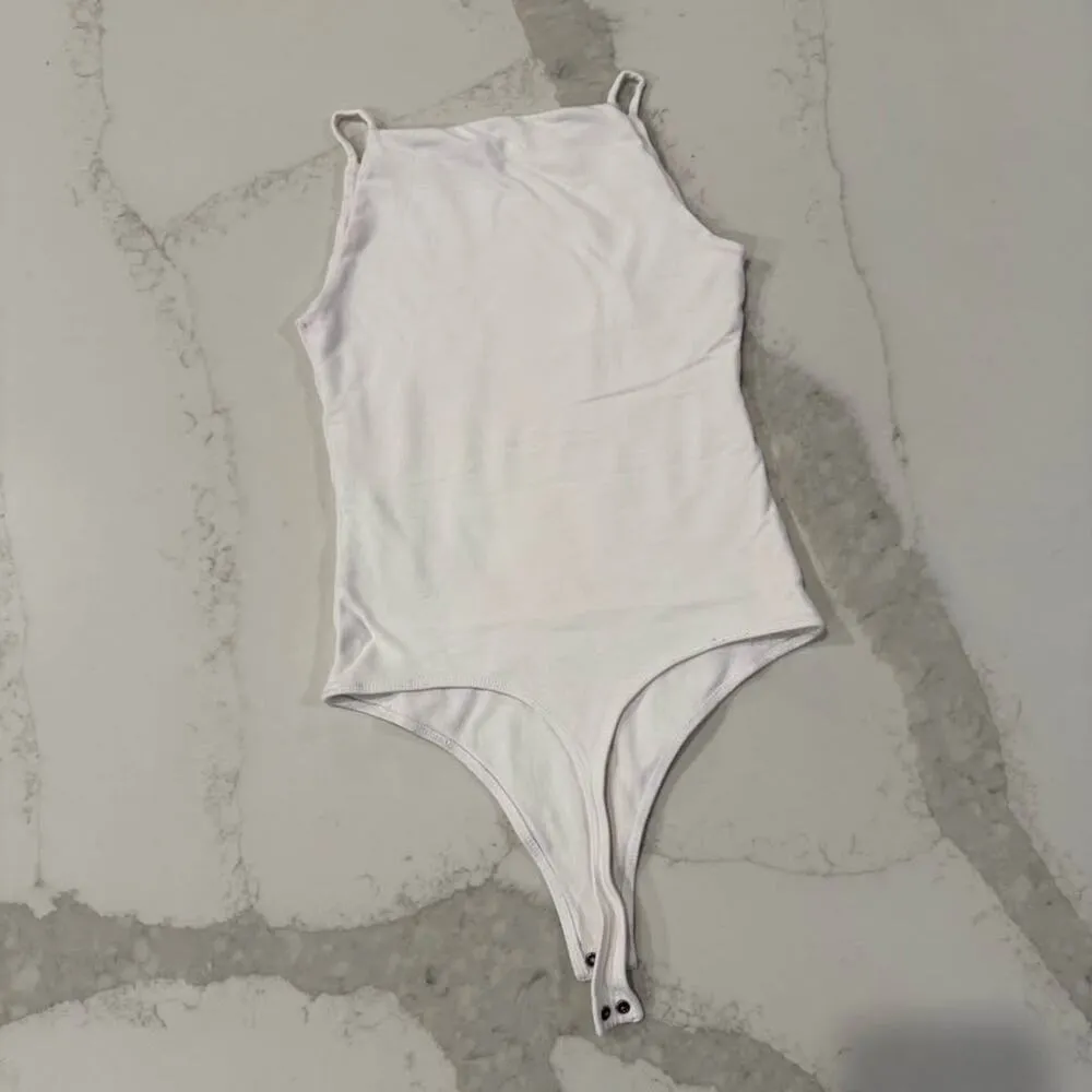 Abercrombie & Fitch High Neck Spaghetti Strap Tank Top Bodysuit Women's XS White - Image 5