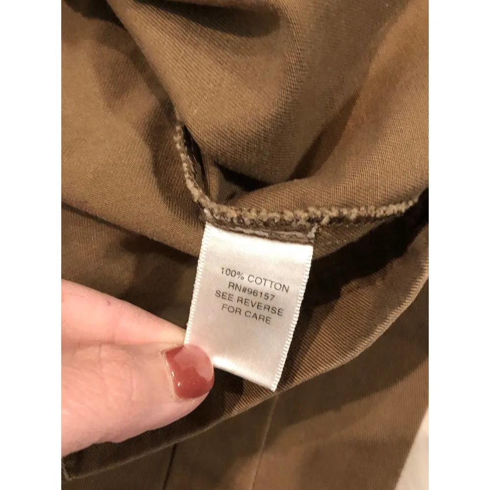 SO  Medium Brown Military Maverick Bomber Jacket Button Patch Neutral - Image 9