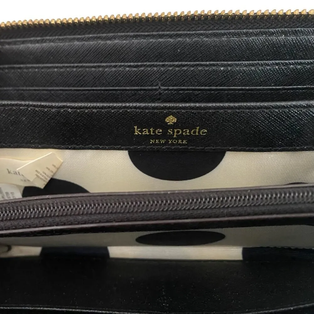 Kate Spade Zip Around Long Continental Wallet Black Gold - Image 6