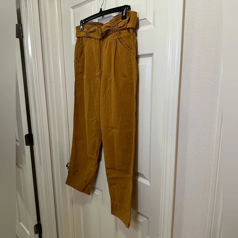 High Waist Pants Women's Size M Cedar Brown Belted elastic waist - Image 2