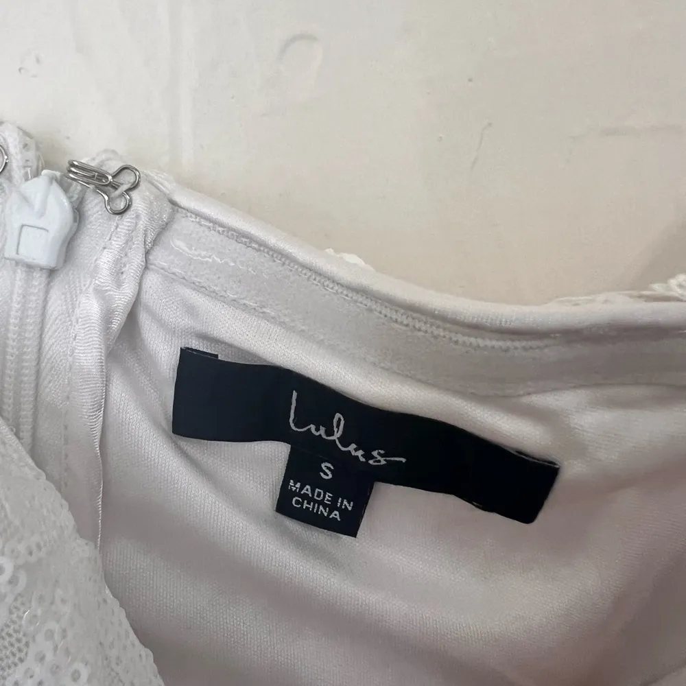 Lulu’s white sequin one shoulder side cutout mini dress size S - Image 5