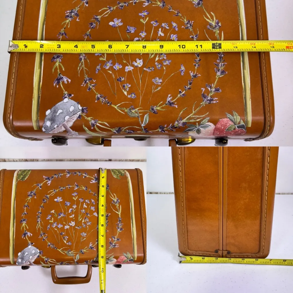 Samsonite Vintage Luggage Train Case 1940s USA Shwayder Bros Leather Look Deco Tan - Image 16