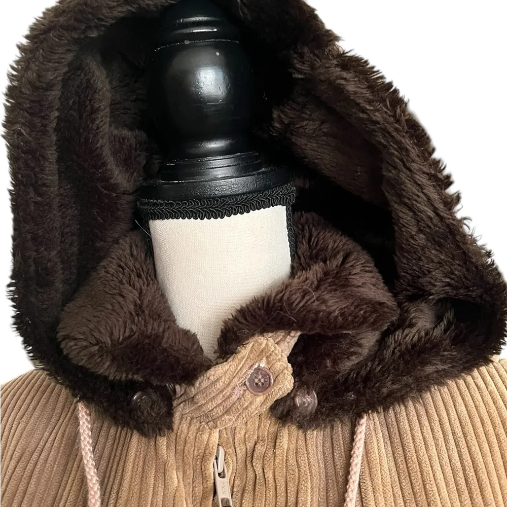 London Fog Vintage Corduroy Hooded Zip front Coat Jacket. Sz. 9/10 R. - Image 5