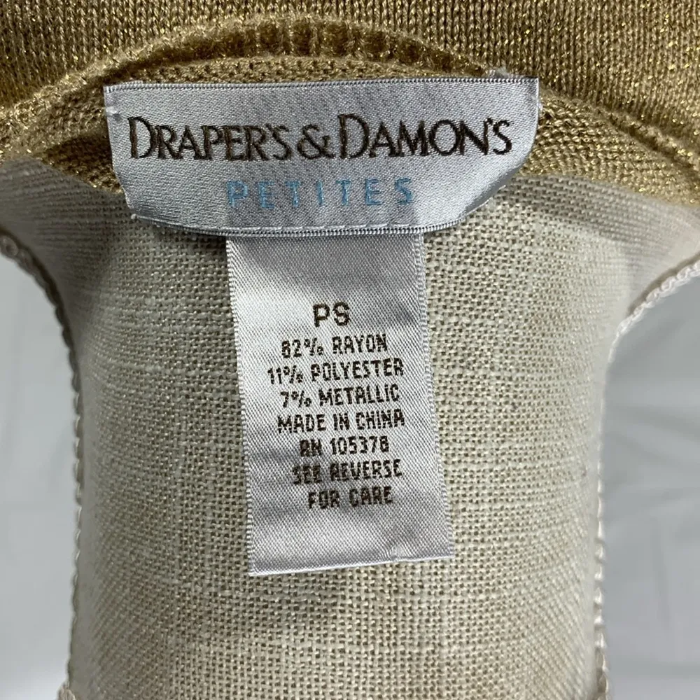 Draper’s & Damon’s Gold Shimmer Sparkle Scoop Neck Sweater Size Small Pe… - Image 10