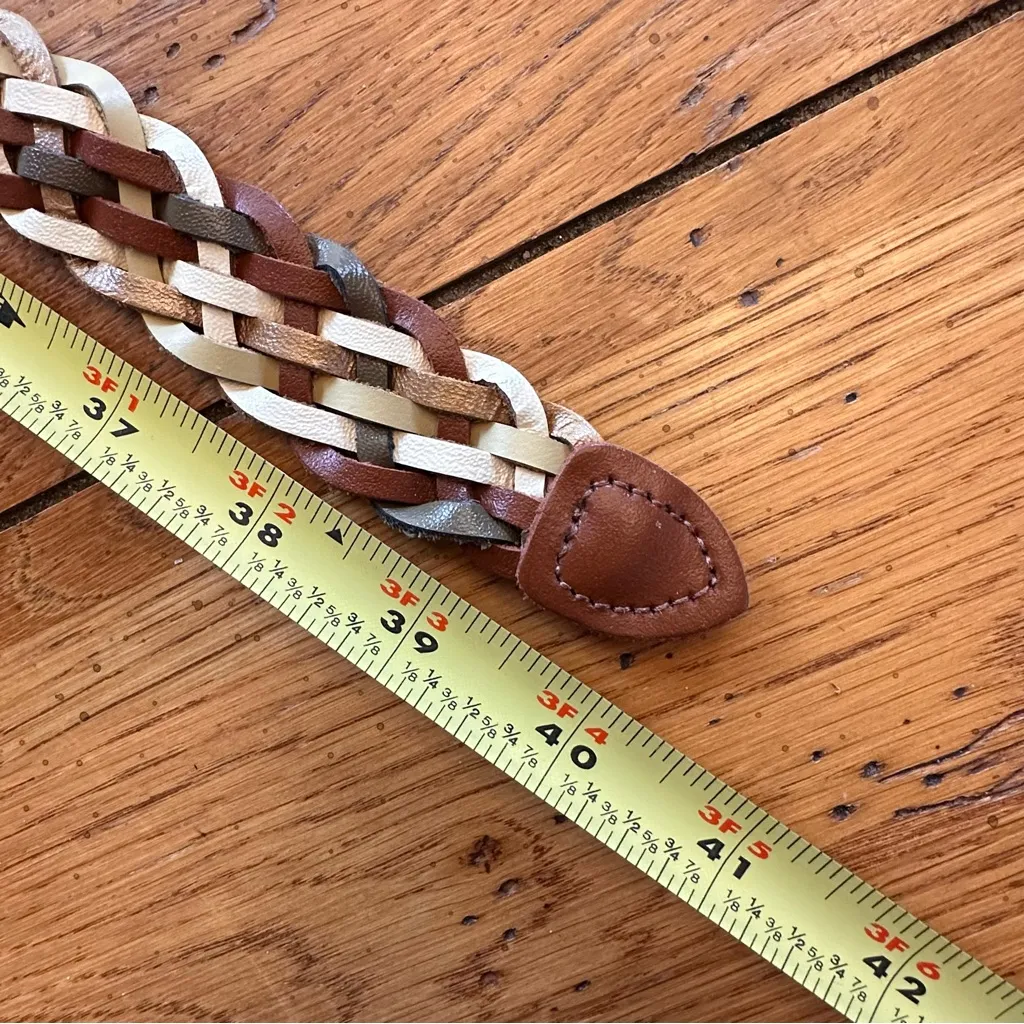 Leather Braided Multicolor Belt Made in Guatemala XL Brown - Image 4