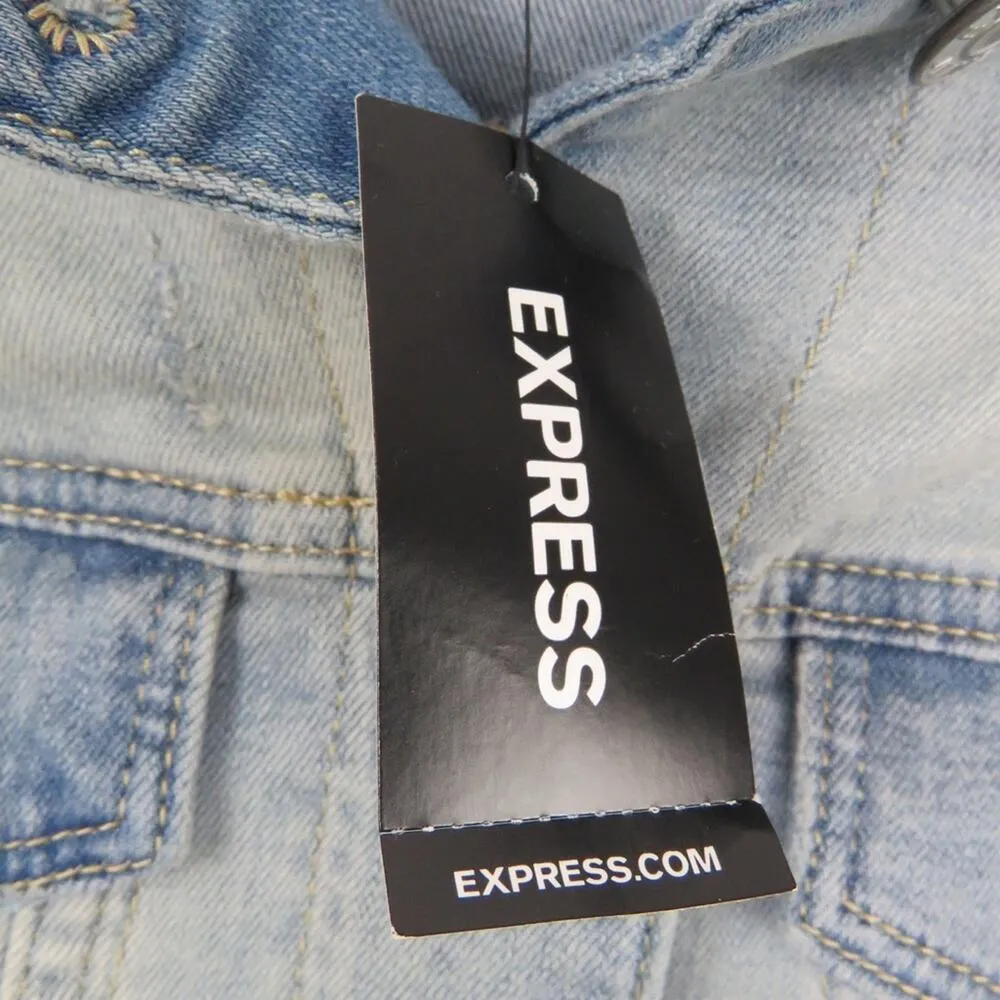 Express Light Wash Jean Jacket XS Classic Denim Jacket Fitted Extra Small XS - Image 7