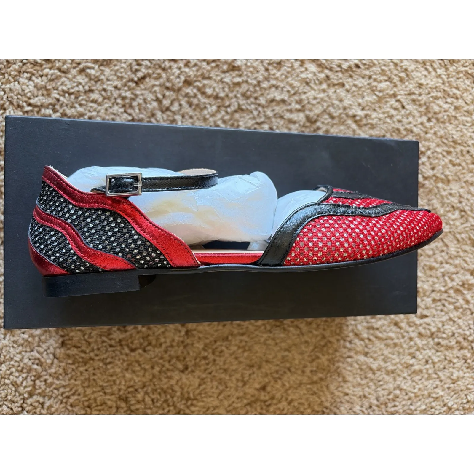 Dream Walkers Kusama Red/Black Leather Flats Handmade Shoes Womens 37 NEW IN BOX Red Size 6.5 - Image 6