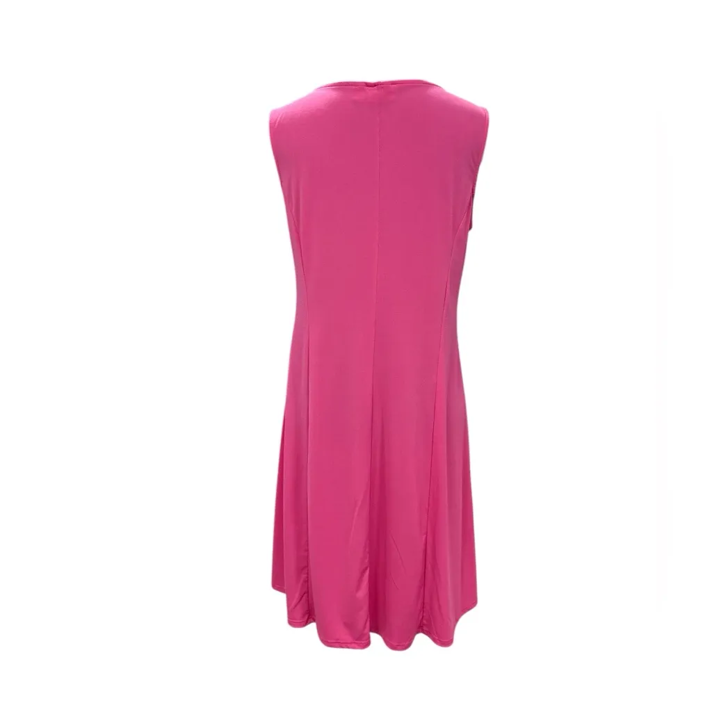 Kim Rogers Hot Pink Sleeveless Fit & Flare Dress Medium M Knee Length Spring - Image 3