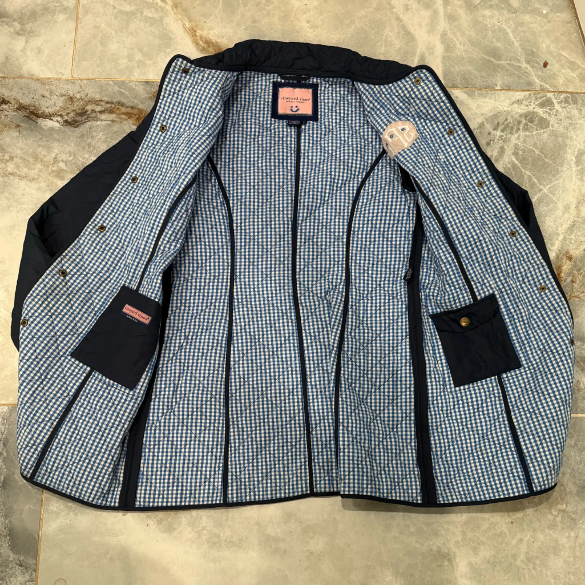 Vineyard Vines  Blue Checkered Quilted Jacket - Image 4