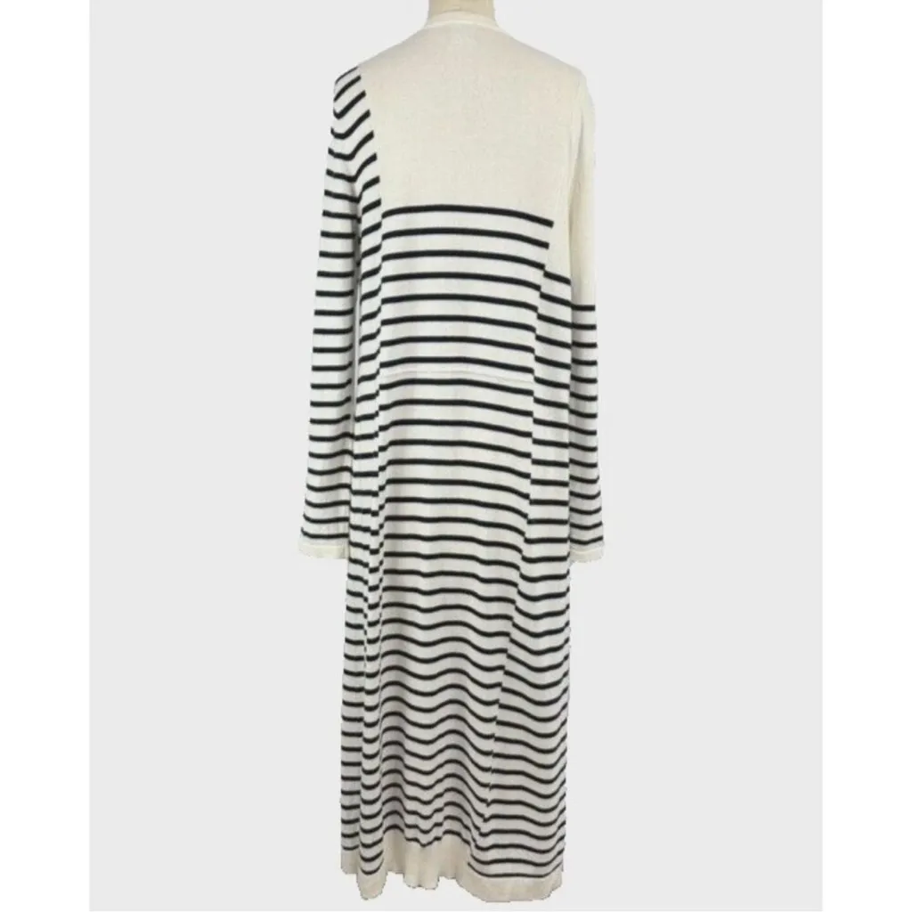 Cabi Cardigan Victory Duster Blue White Stripes Long Sweater Size medium - Image 6
