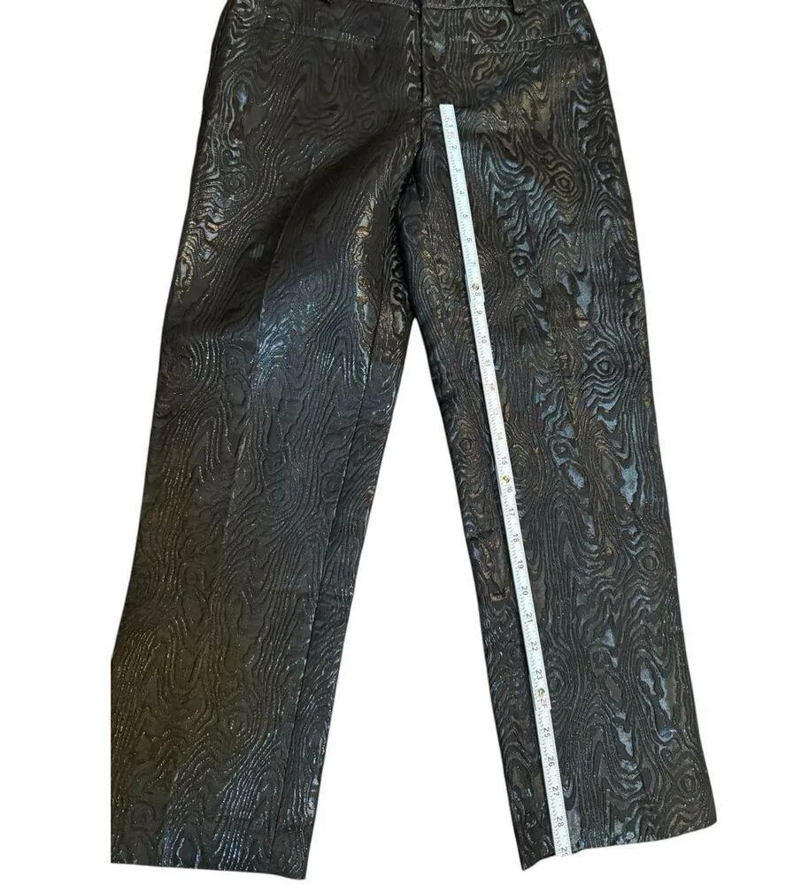 Anthropologie The Essential Slim Straight Pants Womens Sz 4 Black Motif Textured - Image 11