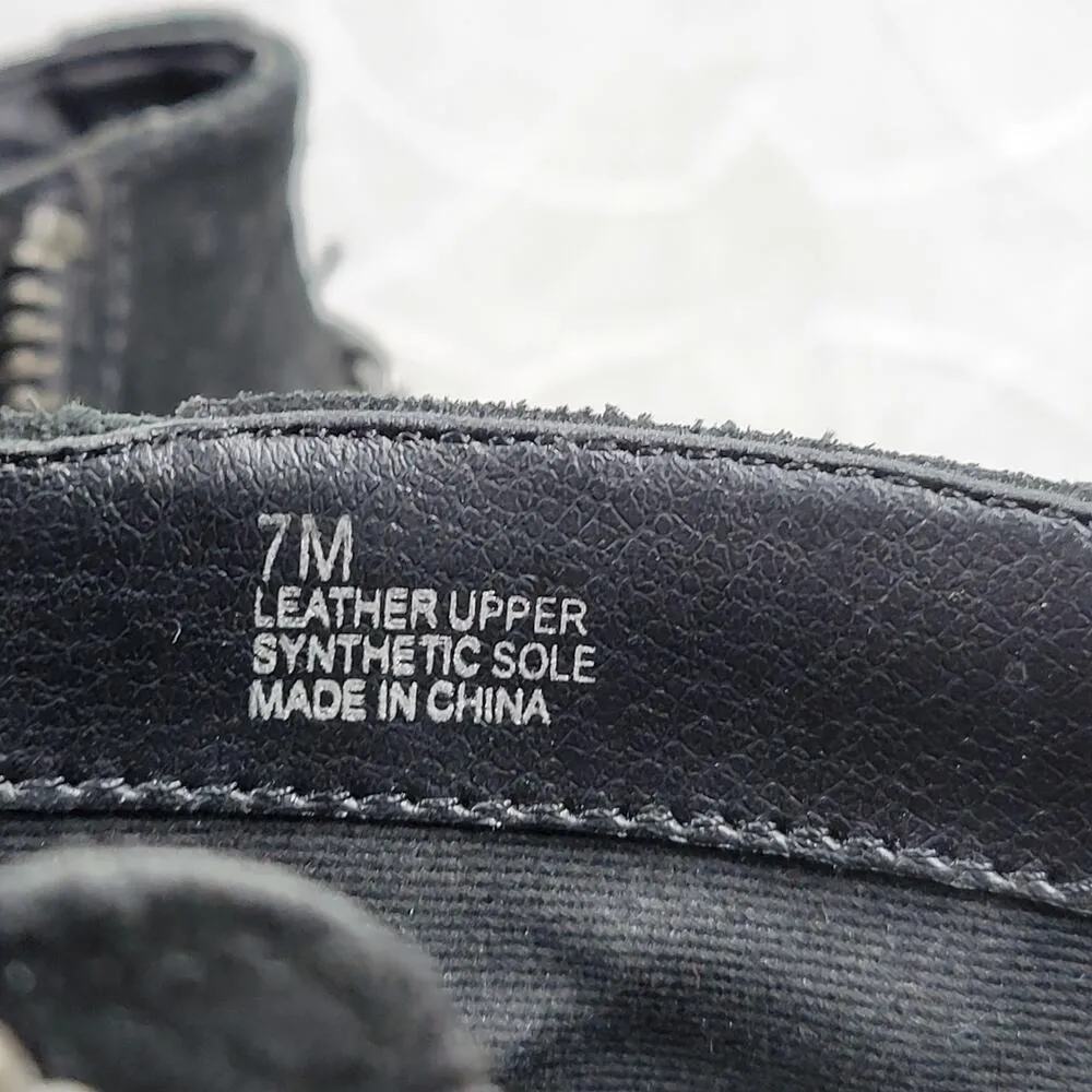 Trouve Bristol Womens Chained Ankle Boots 7M Black Suede Leather Western Bootie Size 7 - Image 4