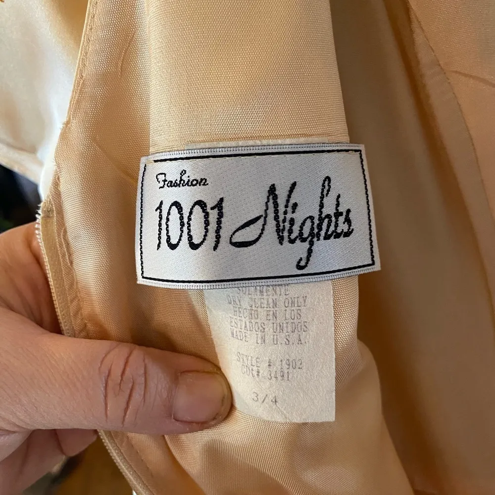 vintage gold formal tea length big tie back bow dress Size undefined - Image 11