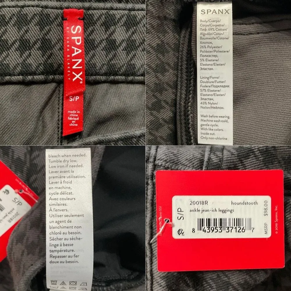 Spanx Gray Black Houndstooth Ankle Jean-ish Leggings Small New - Image 6