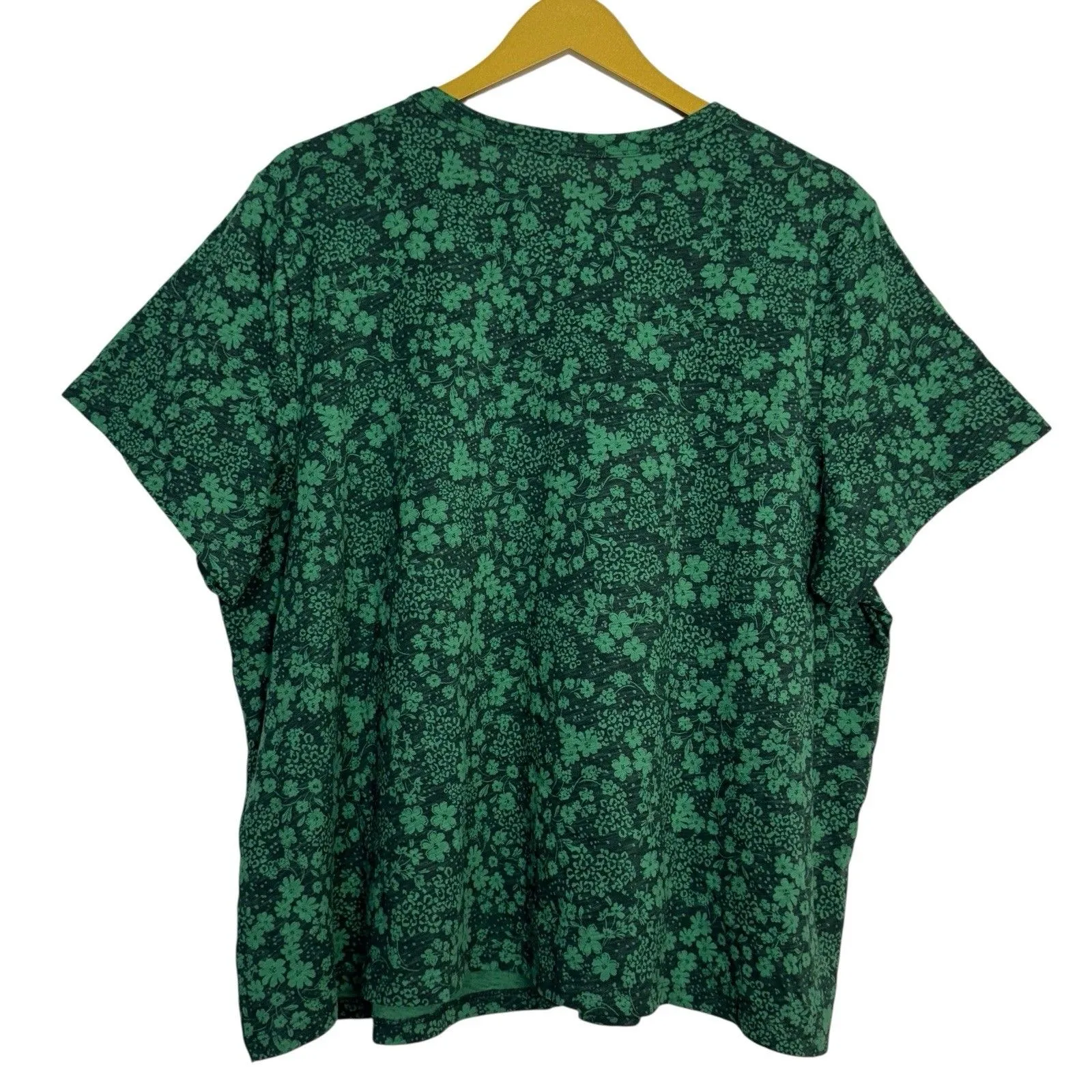 Old Navy Everyday Tee Womens 2X Green Dark Floral Cotton CottageCore Boho Modest - Image 2