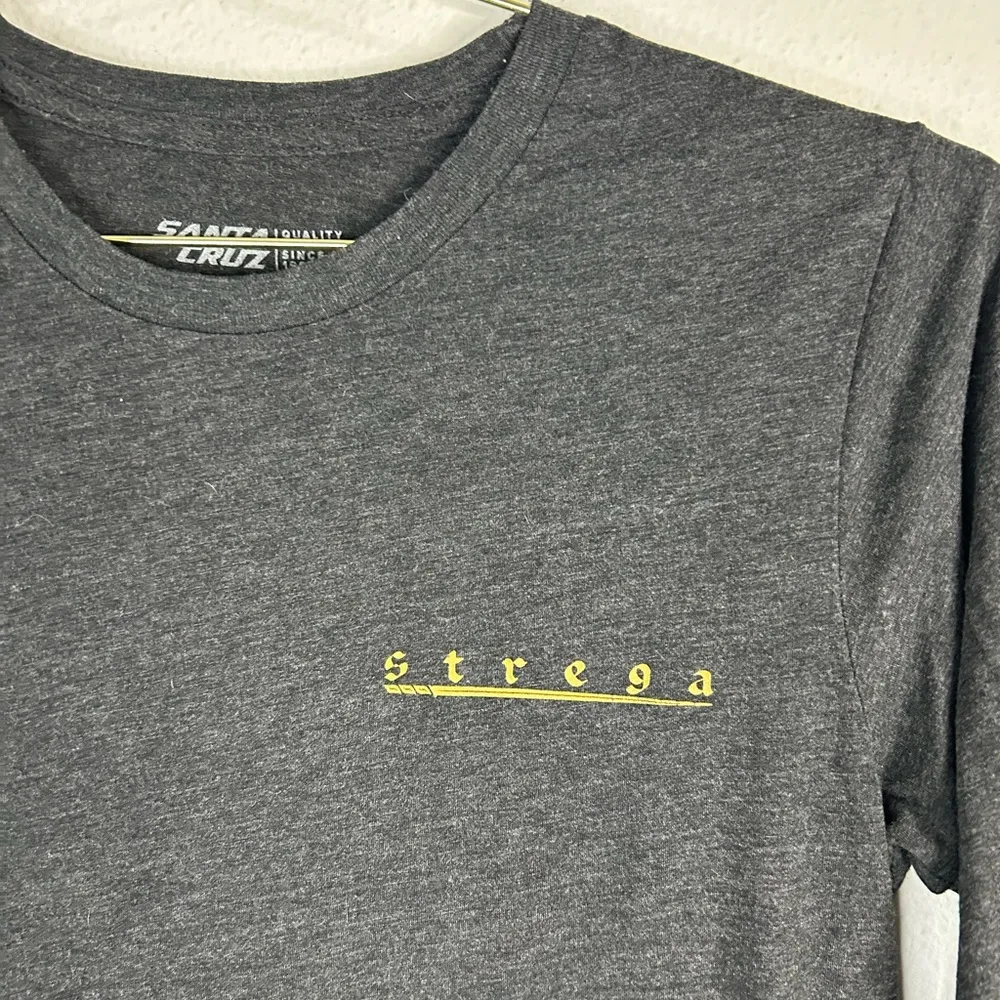 Santa Cruz Long Sleeve Tee Shirt Small Black Strega Logo Chest Script Sleeve Gray - Image 3