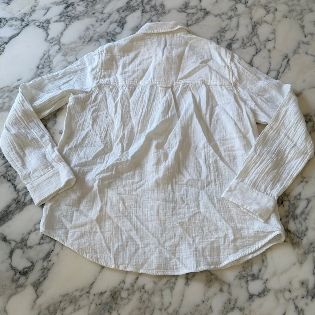 NWT Quince White Cotton Gauze Long Sleeve Shirt Sz XS - Image 4