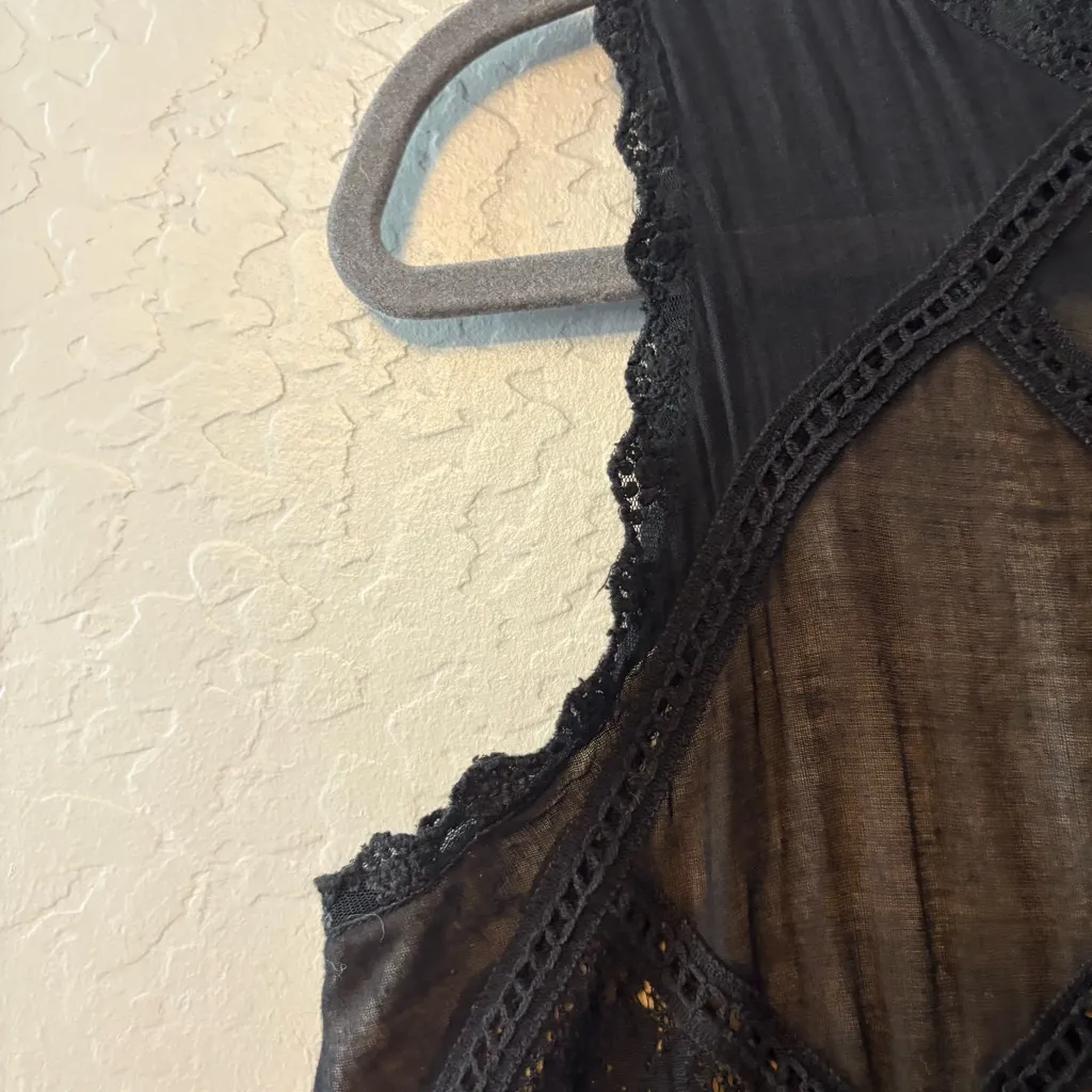 Free People Angel Lace black sleeveless witchy goth mini dress size small - Image 6