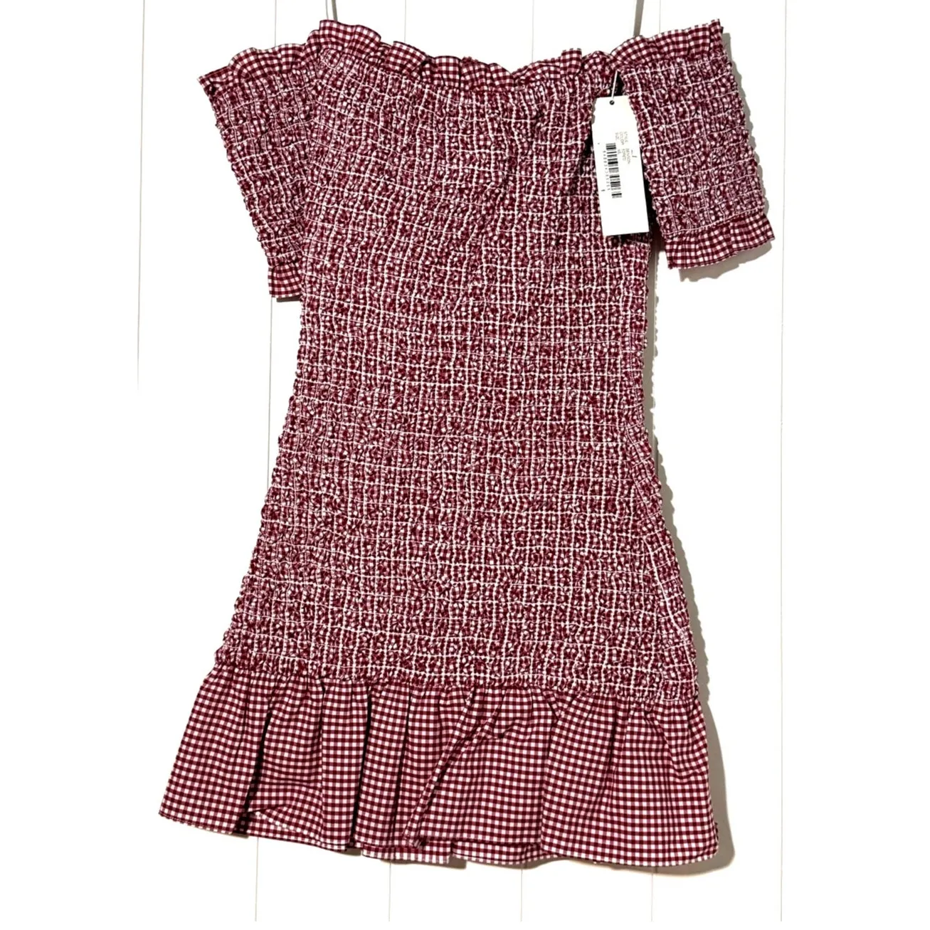 Petersyn Mini Benson Dress XS Red White Gingham Off - Image 2