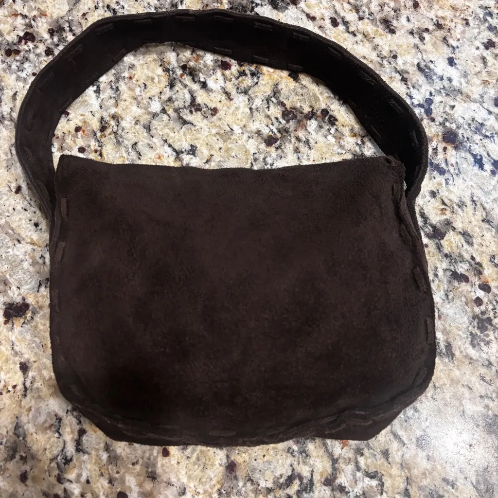 Vintage Abercrombie Chocolate Brown Suede Shoulder Hobo Bag Tasseled‎ 9x6x2.5 in - Image 4