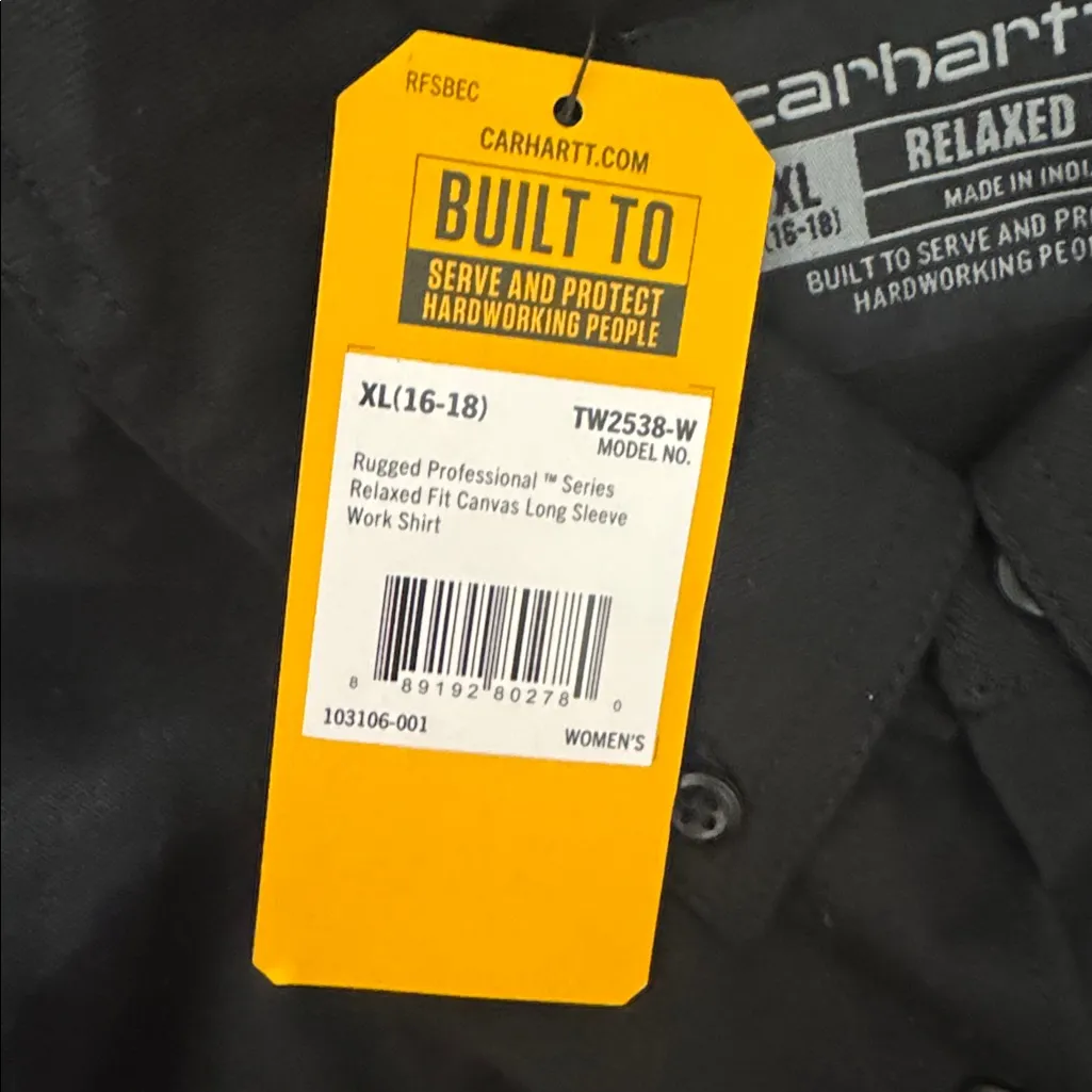 CARHARTT Rugged Flex Relaxed Fit Work Shirt XL 25” p2p Black $45 Retail NWT - Image 6
