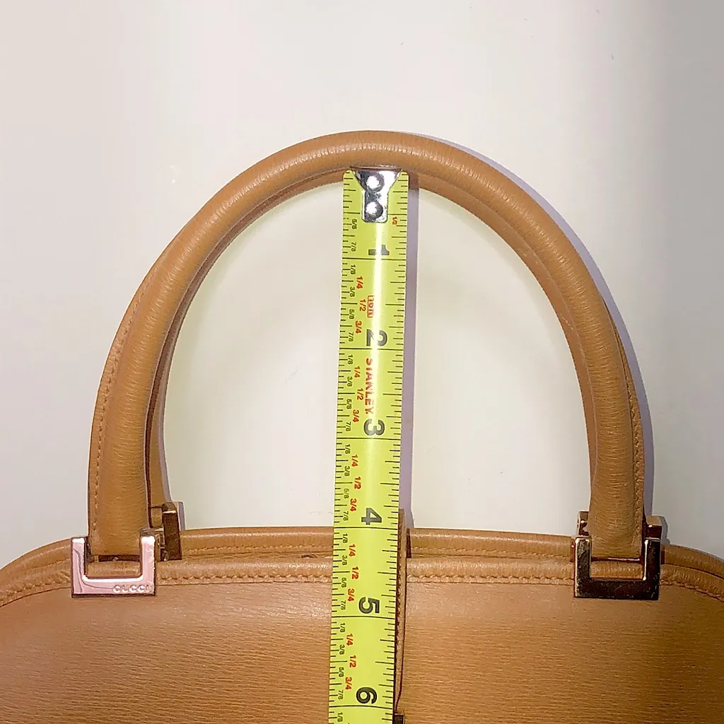 GUCCI Tan Leather Jackie Push Lock Dual Zipper Rolled Handle Bag MINT CONDITION - Image 11