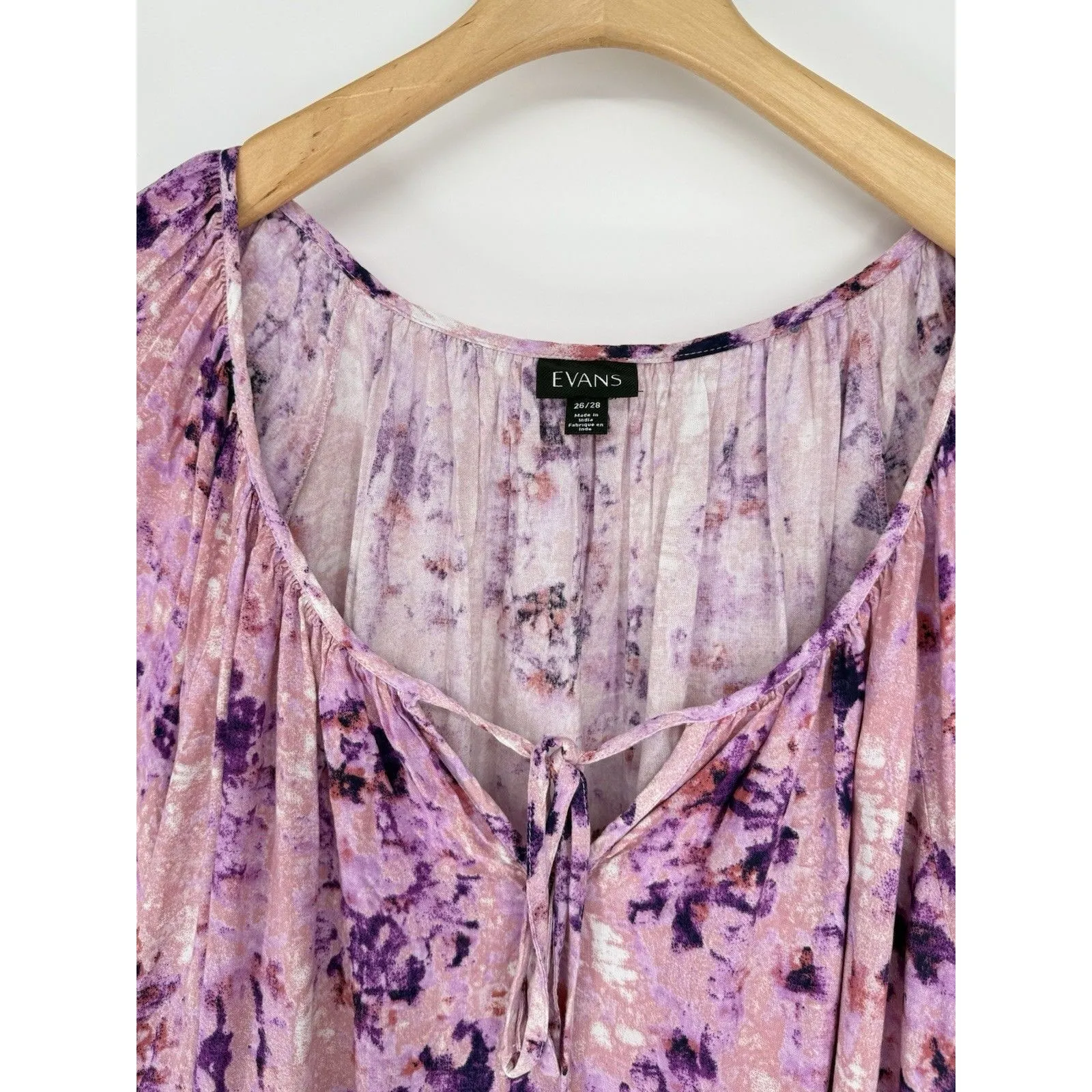 Evans/Avenue Plus Size Dress 26/28 3X 4X EUC Boho Tired Ruffle Pink Purple - Image 2