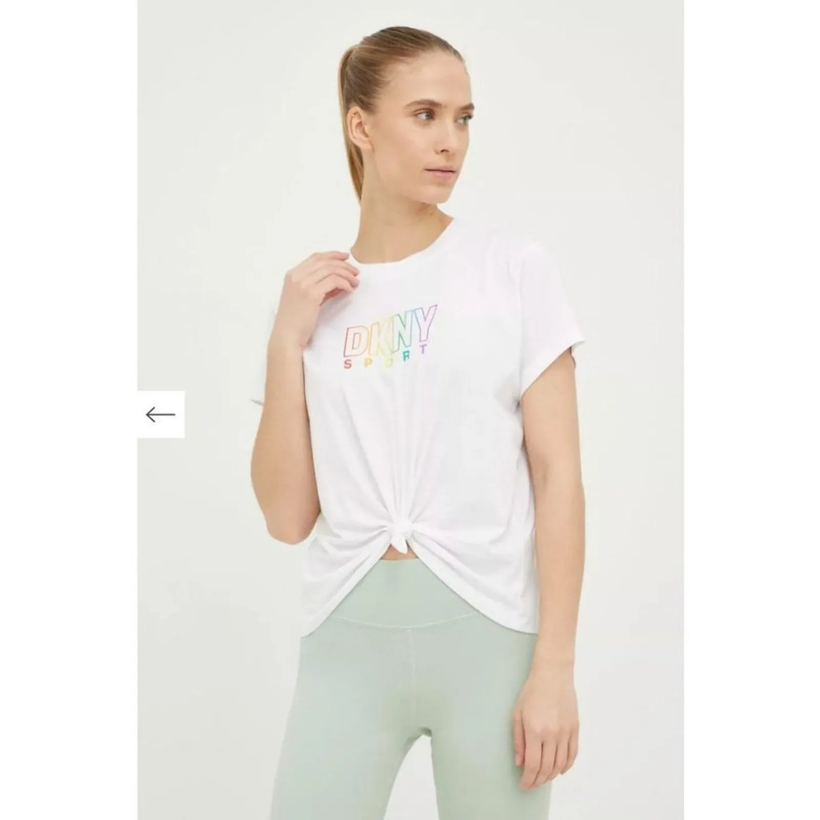 DKNY shirt white pride‎ LGTBQ knot top athleisure casual NWT size S - Image 3