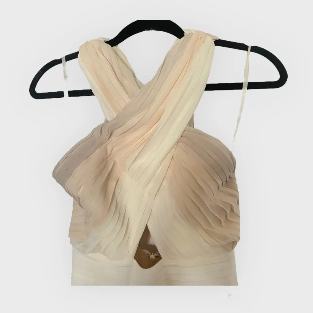 Gianni Binni Ivory Empire Waist/Pleated Formal Dress Size Small - Image 4