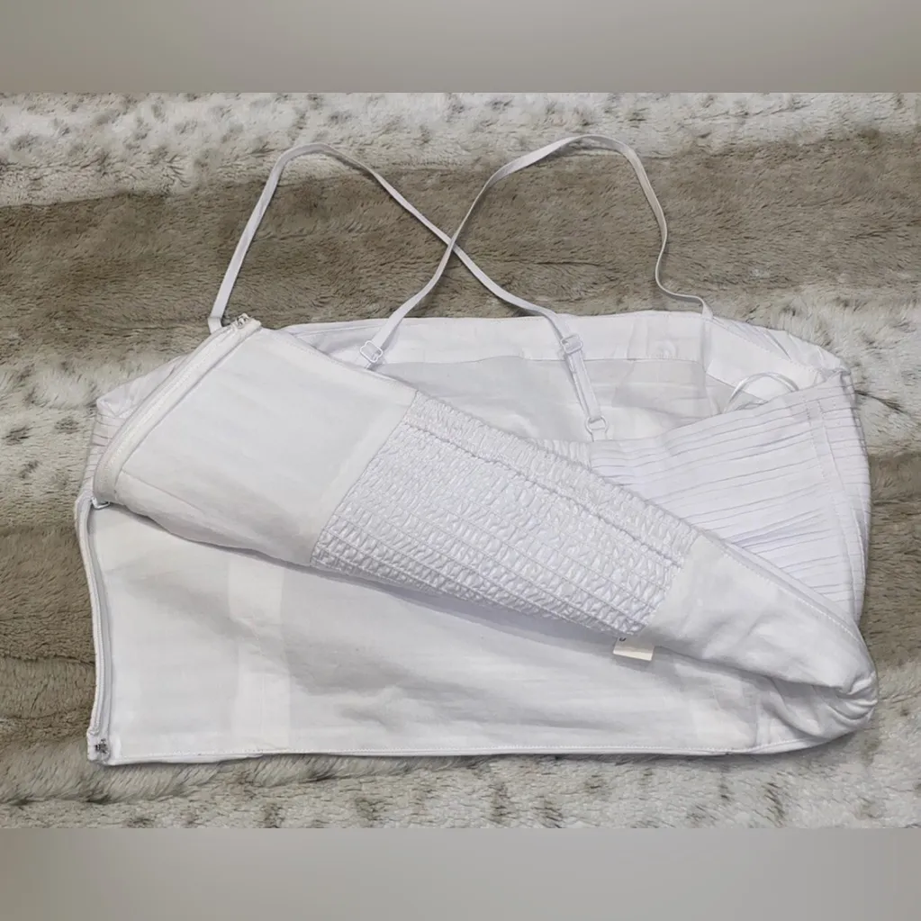 Madewell Wendy Pleated Cotton Poplin Crop Top Eyelet White Size 6 NEW - Image 9